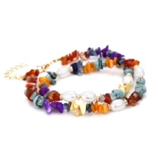 Euramerican Natural stone clavicle chain handmade